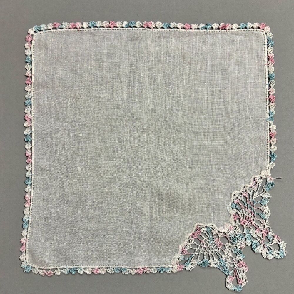 Heirloom Crochet Lace Butterfly Handkerchief Bridesmaid Wedding Cottagecore - Picture 4 of 4